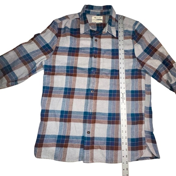 Madewell Perfect Fit Mens Steel Check Sunday Flannel Button up Shirt Size M - Picture 4 of 6